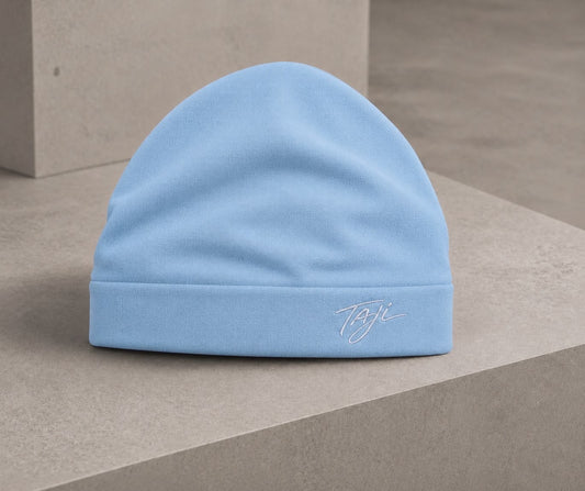 Sky Blue Satin-Lined Beanie